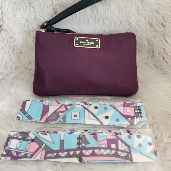 BIG NWOT Double Zip KATE SPADE wristlet Zipper Wallet +2 Satin Twillys - Picture 1 of 12